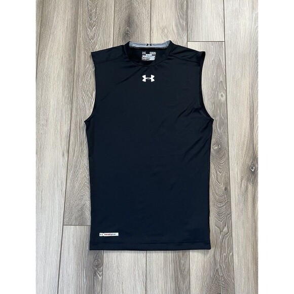 Under Armour Men's UA HeatGear Black Compression Shirt Sleeveless Tank Top - Picture 1 of 11